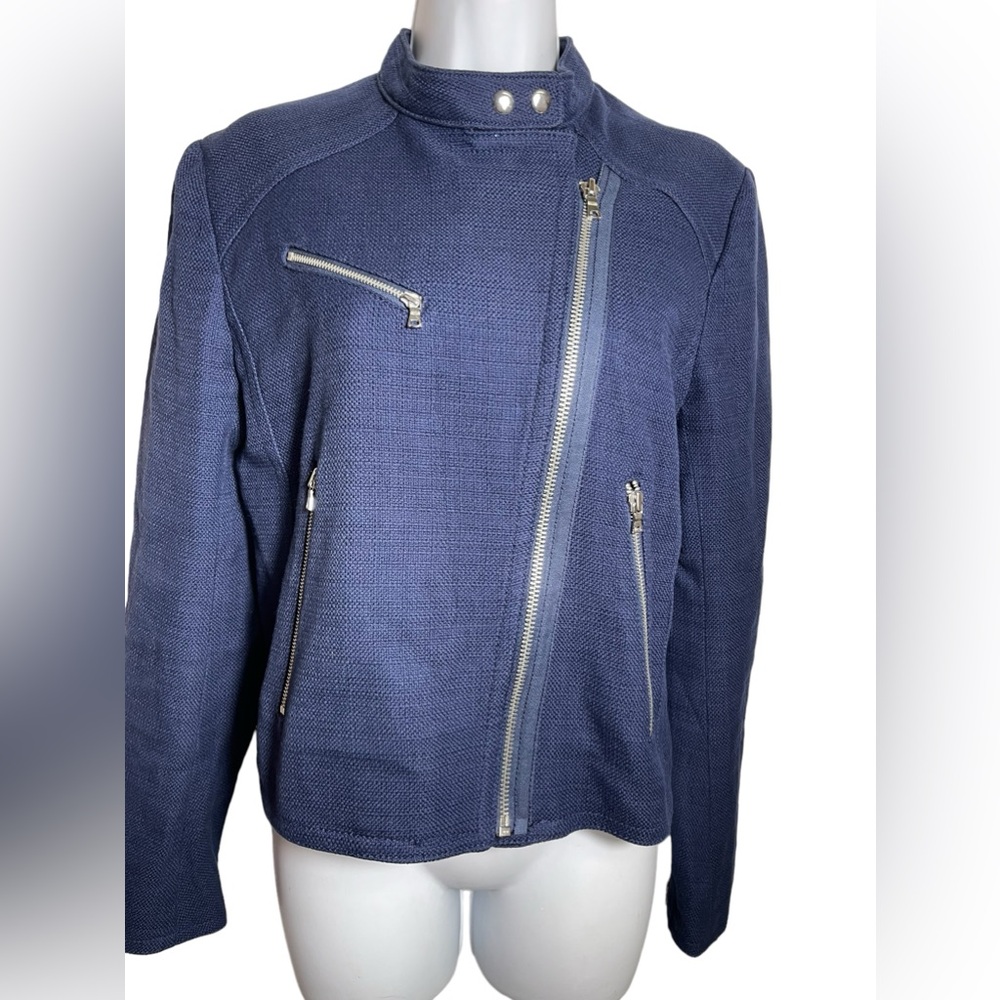 GAP blazer size medium cotton navy blue front zip blazer jacket PERFECT💙